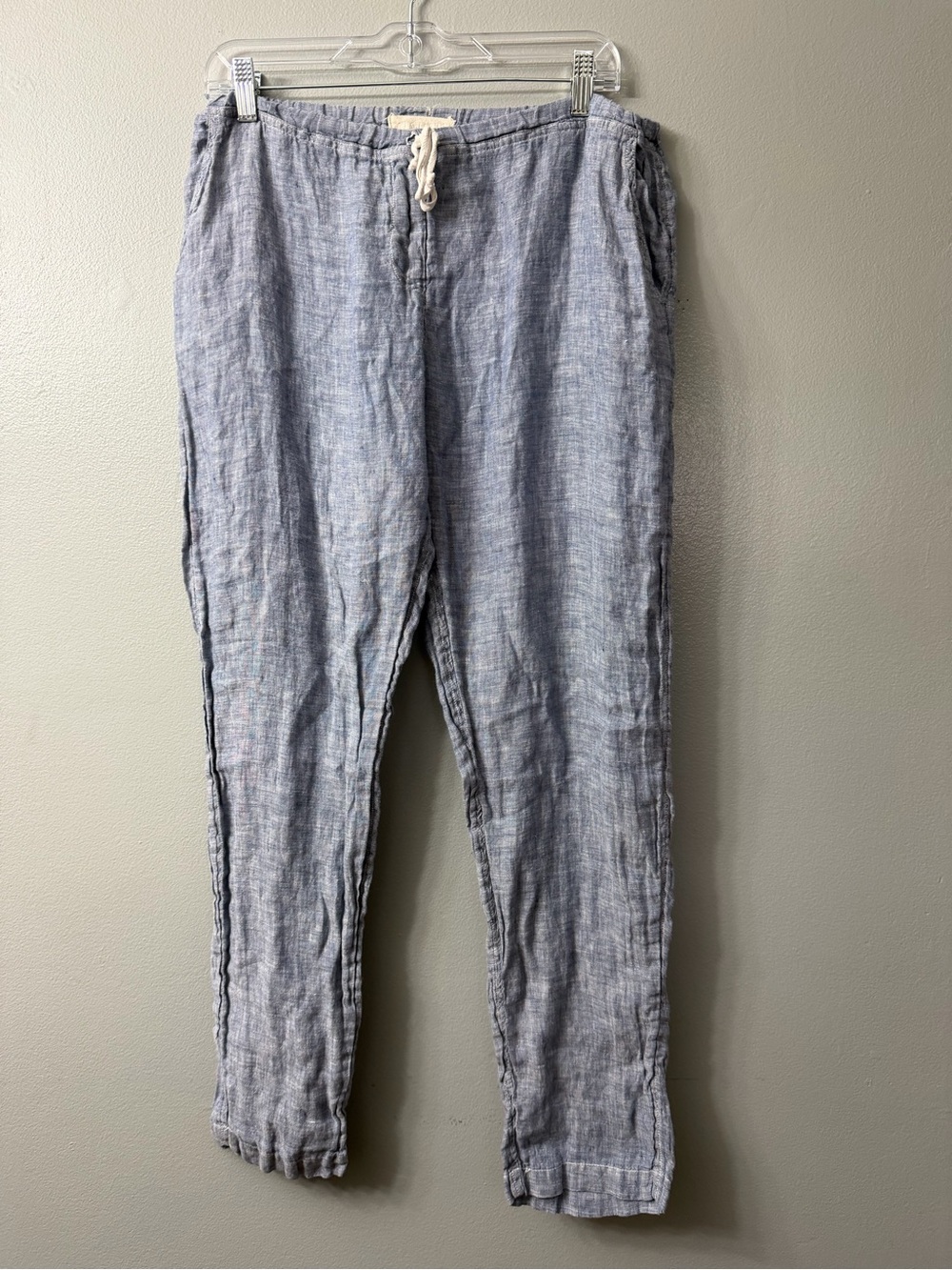 CP Shades Light Blue Linen Drawstring Pants large